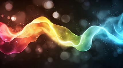 Wall Mural - a colorful wave of light on a black background