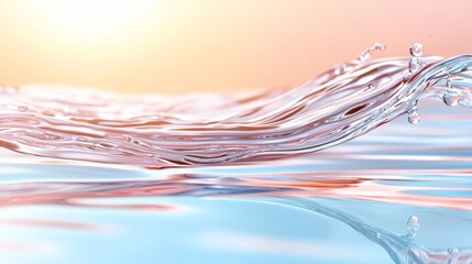 Poster - A close up of a water wave with a sunset in the background