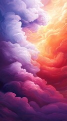 Poster - A painting of a colorful sky with clouds in the background