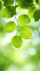 Wall Mural - A bunch of green leaves hanging from a tree branch