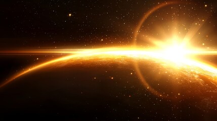Wall Mural - a view of the sun rising over the earth from space