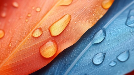 Wall Mural - A close up of a leaf with water droplets on it