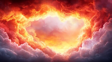 Poster - A heart shaped hole in the clouds in the sky