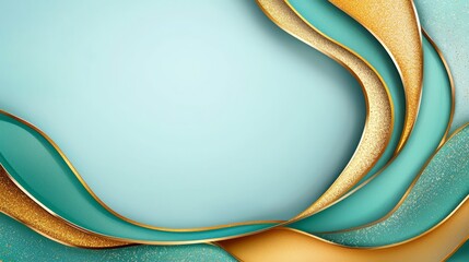 Wall Mural - A blue and gold abstract background with wavy lines