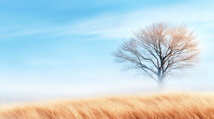 Canvas Print - A lone tree in the middle of a grassy field