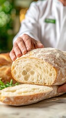 Wall Mural - A person holding a loaf of bread in their hands