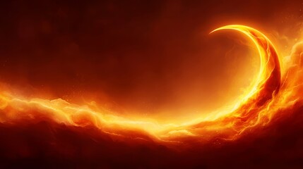 Poster - A crescent in the middle of a fiery sky