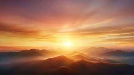 Wall Mural - a sunset over a mountain range with the sun setting in the distance