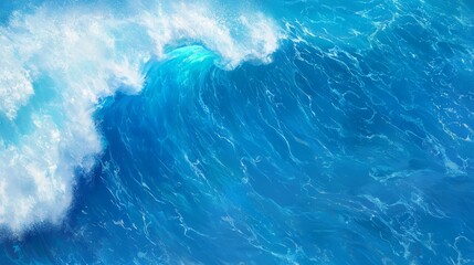 Poster - A large blue ocean wave breaking in the middle of the ocean