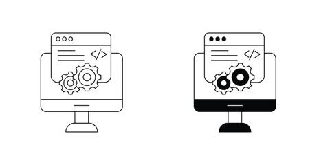 Software set icon with white background vector stock illustration