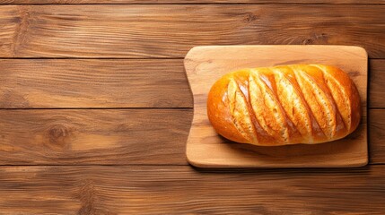 Wall Mural - A loaf of bread sitting on top of a wooden cutting board