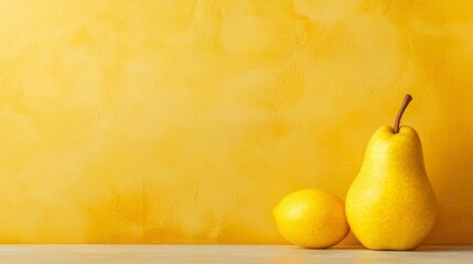 Wall Mural - Two pears sitting next to each other on a table