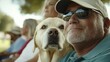 © Albert - A man wearing sunglasses and a hat with a dog on his lap