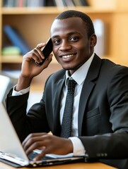 Poster - Businessman on Call at Work