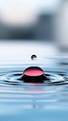 Poster - A drop of water is falling into the water