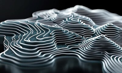Wall Mural - abstract topographic landscape: a 3d contour map of mountains and valleys