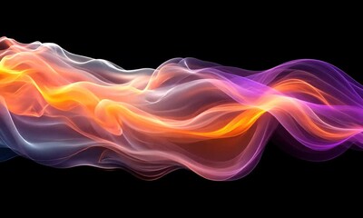 Wall Mural - Abstract Wave of Orange and Purple Hues on Black Background