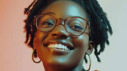 Poster - Smiling Woman with Glasses and Braided Hairstyle