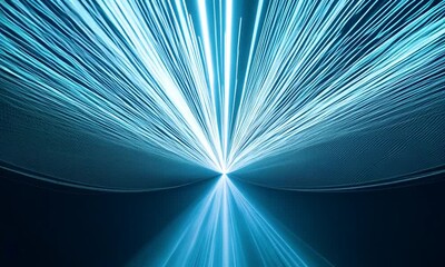 Poster - Abstract Light Tunnel: A Digital Artwork of Converging Blue Rays