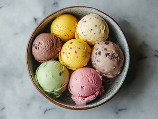 Wall Mural - assorted colorful ice cream scoops in a bowl