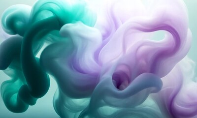 Sticker - Abstract Swirling Colors: A Teal and Lavender Ink Dance