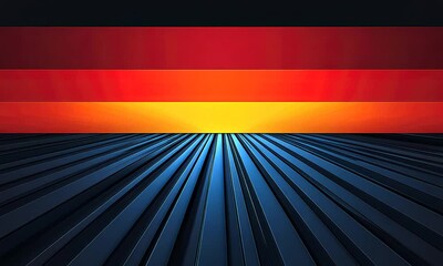 Wall Mural - Abstract Sunset Horizon: A Digital Artwork of Vibrant Colors and Converging Lines
