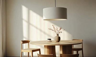 Wall Mural - Sunlit Minimalist Dining Room Interior Design