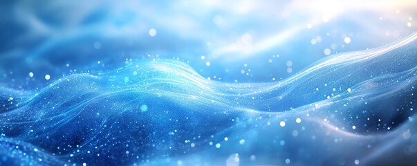 dreamlike ocean waves with soft blue glowing streaks, generative ai