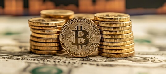 Leinwandbilder - Bitcoin. Cryptocurrency blockchain money security system. Generative AI technology.	
