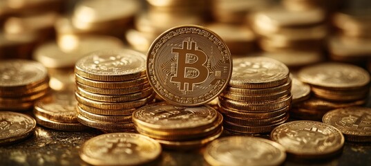 Leinwandbilder - Bitcoin symbol. Cryptocurrency blockchain money security system. Generative AI technology.	
