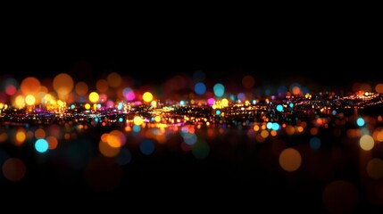 Wall Mural - abstract black background with colorful light fragments, subtle bokeh overlay effects. lots of color