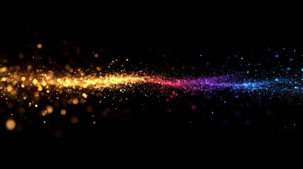 Wall Mural - abstract black background with colorful light fragments, subtle bokeh overlay effects. lots of color
