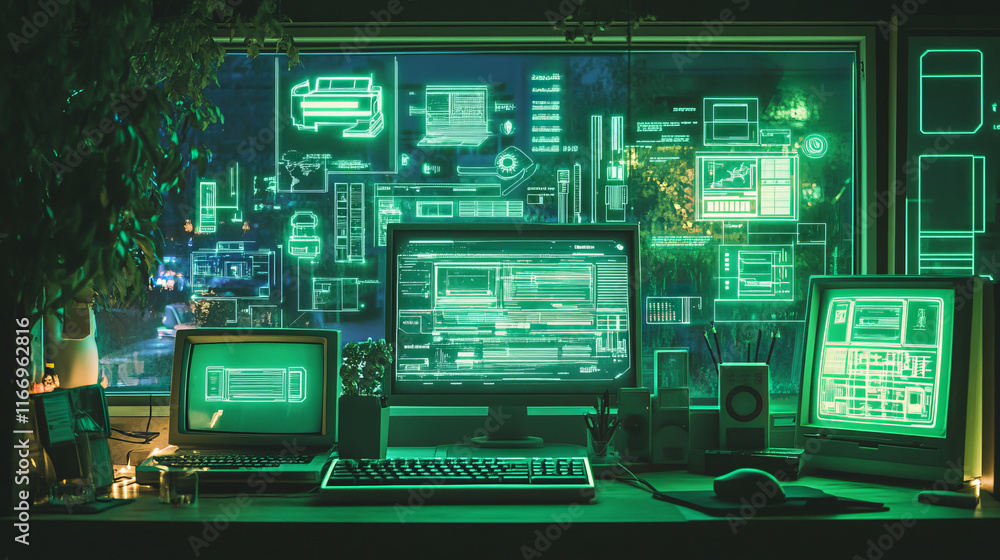 Y2k retro rave window browser stickers in vibrant neon green. Vector ...