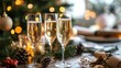 © Badass Prodigy - Glasses of champagne or sparkling wine in a festive atmosphere. Merry christmas and happy new year concept