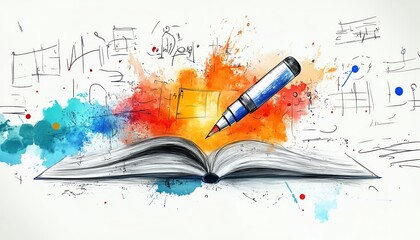 Abstract background with a complex education sketch, merging cuttingedge technology with innovative learning methods, creating a visually engaging and futuristic design
