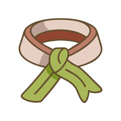 Canvas Print - Karate belt icon with green ribbon on white background