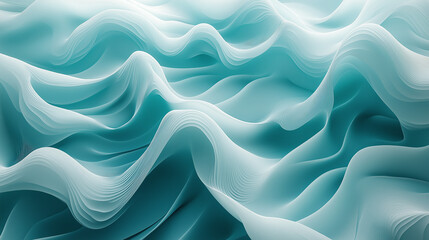 Leinwandbilder - Abstract digital waves in teal and blue tones with a 3D effect. A sleek background ideal for innovative and tech-inspired designs.

