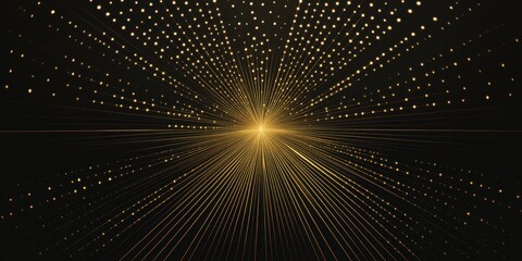 Wall Mural - golden light radiates from a central point, creating a stunning visual effect with numerous sparklin