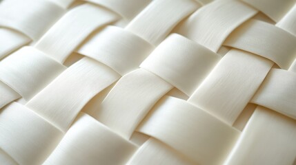 Close-up of woven white fabric texture.