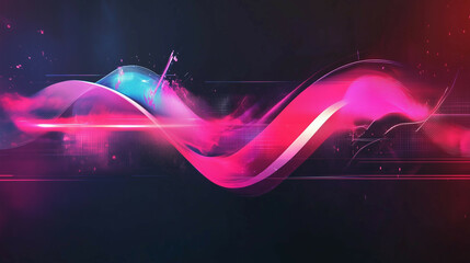 a mesmerizing abstract technology design featuring glowing neon grids and flowing data streams, crea