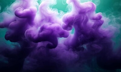 Wall Mural - Abstract Purple and Teal Ink Cloud Swirls