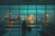 © PHAISITSAWAN - A person sitting and waiting for his flight in an airport.