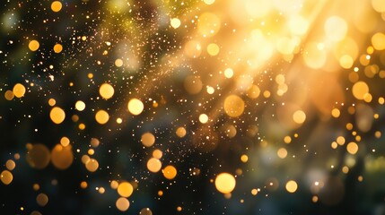 Wall Mural - abstract golden bokeh background with luminous sun rays creating an enchanting lens flare effect tha