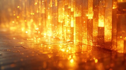 Aufkleber - Gold Light Cascade Background for Ceremony Stage with Spotlights and Geometric Pattern