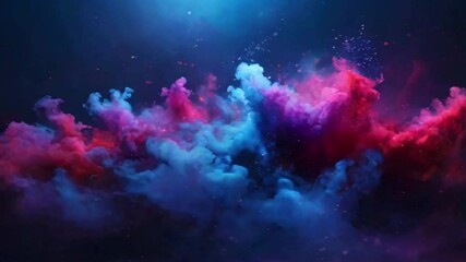 Wall Mural - A glowing fog-like effect with glitter particles subtly emerging and fading in blue, red, and purple, luxury live Wallpaper, 4k High-Quality Luxury Wallpaper Background Animation Video