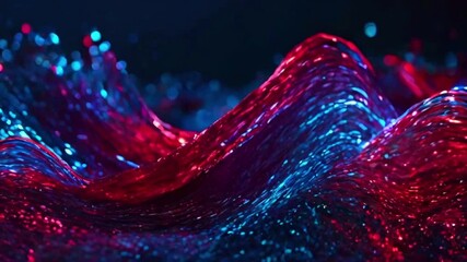 Wall Mural - Glitter lights flowing like waves, with a harmonious mix of blue, red, and purple, luxury live Wallpaper, 4k High-Quality Luxury Wallpaper Background Animation Video