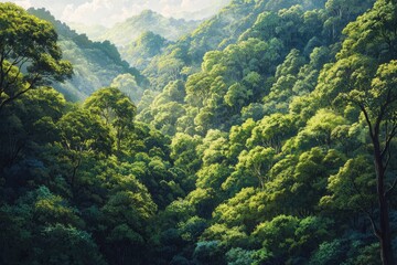 Sticker - Vibrant aerial view of diverse foliage in autumn colors across a forested landscape