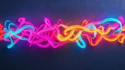 Sticker - Captivating Neon Lights and Dynamic Shapes on Dark Background