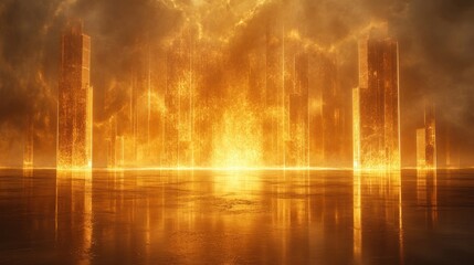 Aufkleber - Golden Light Cascade with Geometric Patterns for Ceremony Background and Luxury Event Design
