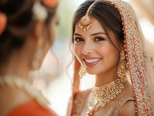 Smiling woman in traditional attire during celebration